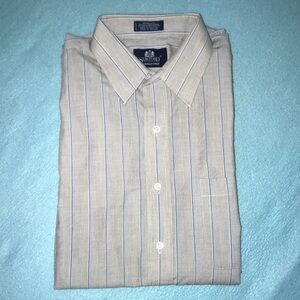 𝅺Stafford Wrinkle-free button down long sleeve striped shirt size neck 17